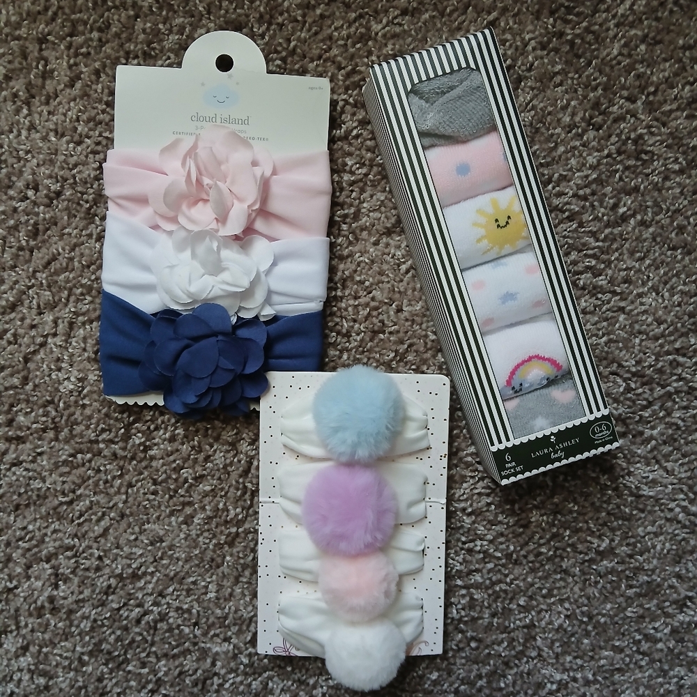 Cloud Island & Other Brands | Baby Girl Headbands And Sock Bundle